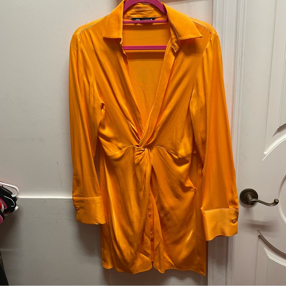 Zara satin button up dress